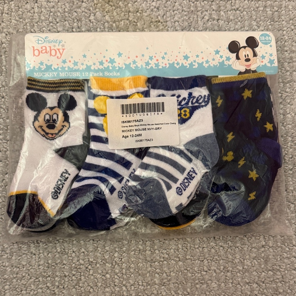 Disney Baby Mickey Mouse Navy and Yellow Socks Set